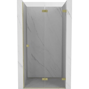 Mexen Lunar-F сгъваеми душ врати десни 95 см, прозрачни, златисто матови - 836-095-000-55-00-P (836-095-000-55-00-P)