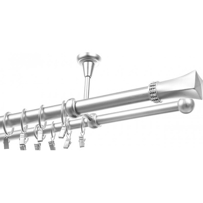 Garol Stropní kovová garnýž dvojitá Almero stříbrná exclusive komplet 400 cm