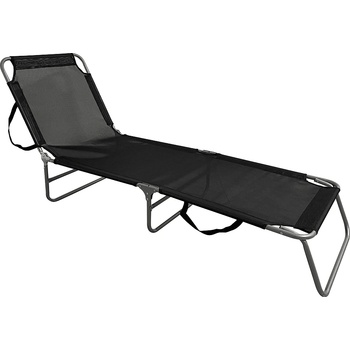 Градински шезлонг keleo черен и сив