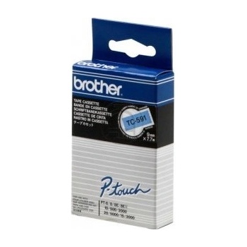 Brother Лента Brother TC591 P-Touch, 9 мм на син фон, черна (TC591)