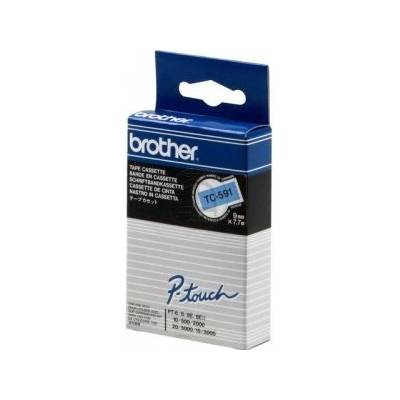 Brother Лента Brother TC591 P-Touch, 9 мм на син фон, черна (TC591)