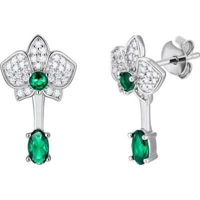 Preciosa Překrásné stříbrné náušnice 2v1 Evergreen Royal Lagoon 5441 66