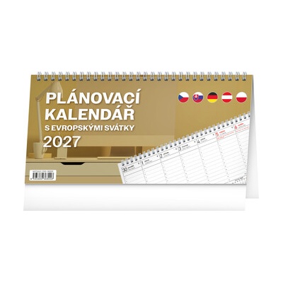 NOTIQUE Stolný Plánovací s európskymi sviatkami 25 x 12,5 cm 2027