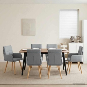 vidaXL Обедени столове 6 бр. Текстил Светлосиво 60 x 56 x 93 cm (3428365)