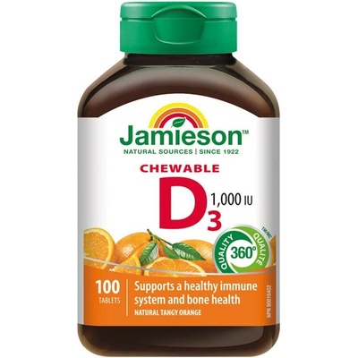 Jamieson Vitamín D3 1000 IU pomeranč cucací 100 tablet