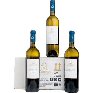 Holy Great Monastery of Vatopedi Био Бяло вино Асиртико и Совиньон Блан р. 2023 Multipack