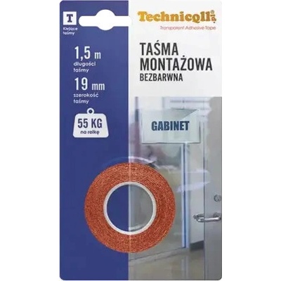 Technicqll Assembly Tape Montážní páska 1,5 m x 19 mm bezbarvá