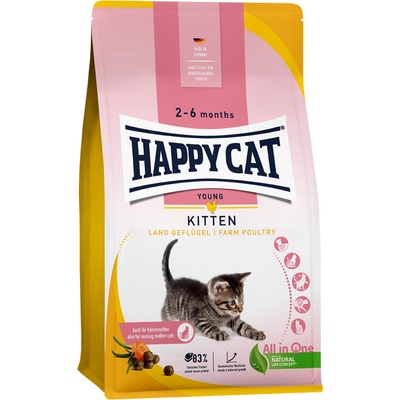 Happy Cat Young Kitten venkovská drůbež 4 x 1,3 kg