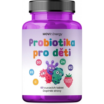 MOVit Probiotika pro děti s vitamíny 60 cucavých tablet