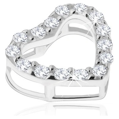 Šperky eshop Přívěsek ze stříbra 925 třpytivá kontura souměrného srdíčka výřezy SP74.10