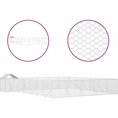 VidaXL Kotec ocel práškovaná střední pes 1200 x 1200 x 250 cm