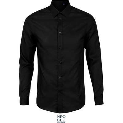 Neoblu Blaise men mikro keprová košeľa s dl. rukávom čierna deep