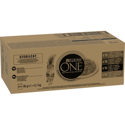 PURINA ONE STERILCAT Mini filetky s kuřetem, krůtou, hovězím, lososem se zeleninou 60 x 85 g