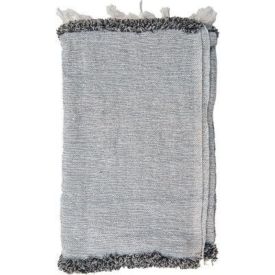 Clayre & Eef Šedo-čierny bavlnený pléd so strapcami Valoé 125x150