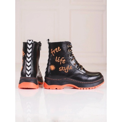 W. Potocki krásné dětské kotníkové boty bez podpatku černé