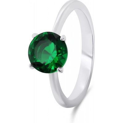 Brilio Silver Nadčasový stříbrný se zeleným zirkonem RI057WG