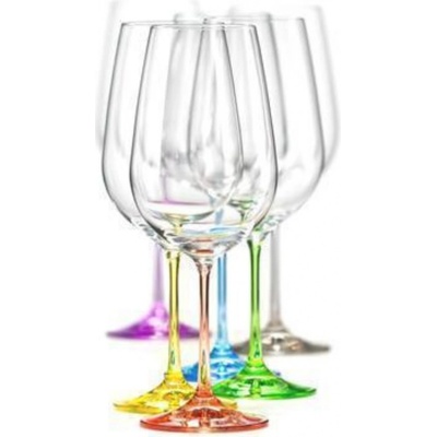 Bohemia Crystal Barevné sklenice na červené víno Rainbow 6 x 550 ml