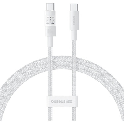 Baseus USB-C към Type-C кабел, супер бързо зареждане 100 W, 1 m - Baseus Gem (P1037373000211-00) - Moon White