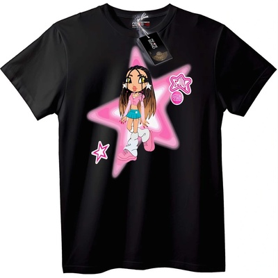 NOONEBRAND Тениска Звездно Момиче Карикатура - 4XL, Black