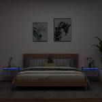 vidaXL Нощни шкафчета за стена с LED осветление, 2 бр, бетонно сиви (836833)
