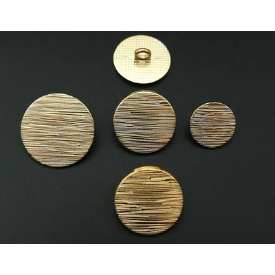 Luxusný kovový gombík s jemnými vrúbkami - plochý - zlatý - priemer 2,3 cm