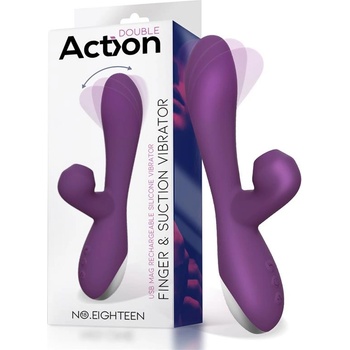 Image 1 of Action No. Eighteen Vibrator and Sucker with Oscillating & Finger Function Purple