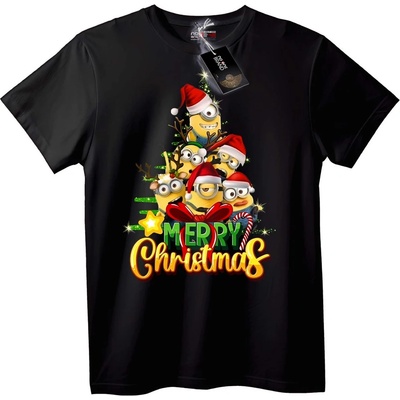 NOONEBRAND Тениска Весела Коледа с Миньони - 7XL, Black