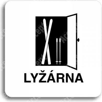 ACCEPT Piktogram lyžárna - bílá tabulka - černý tisk bez rámečku