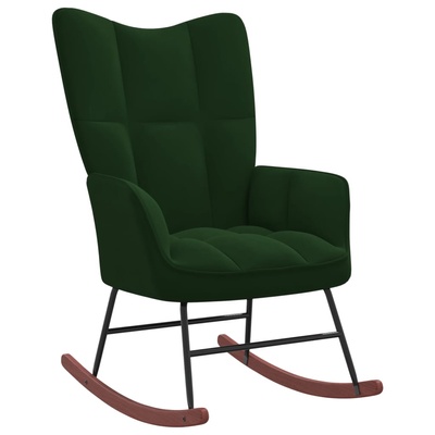 vidaXL Люлеещ стол, тъмнозелен, кадифе (328141)