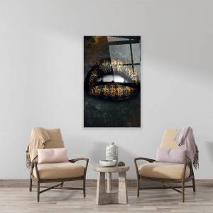 Art gift Стъклено АРТ пано - Златни устни