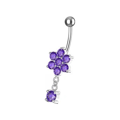 Šperky4U Stříbrný visací piercing do pupíku - BP01034-A