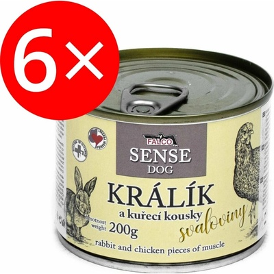 Sokol Falco Sense Dog králik a kuracie 6 x 200 g