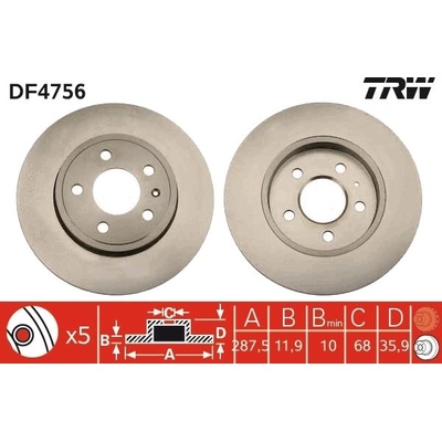 Brzdový kotúč TRW DF4756