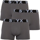 Styx 3Pack pánske boxerky športová guma nadrozmer sivé
