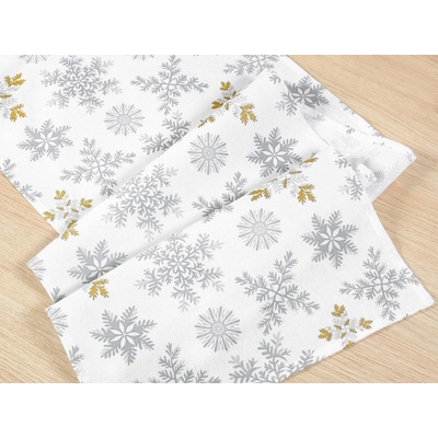 Dreamy Linens Vianočné prostieranie behúň bavlnený biely Snehové vločky 35x180 cm