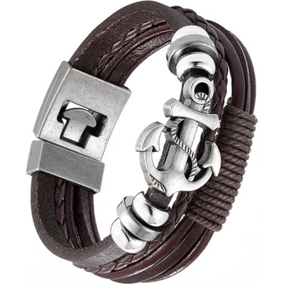 Amparo Miranda Miranda Kožený náramok s kotvou TZ735B hnedý