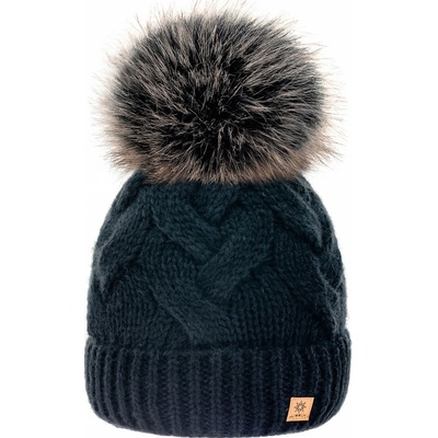 Fashionweek dámská čepice vlněn s bambulí Wool Vlna Černá