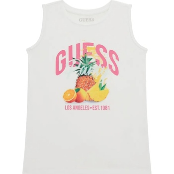 Image 1 of GUESS Бял потник за момиче с плодове и розов надпис Guess