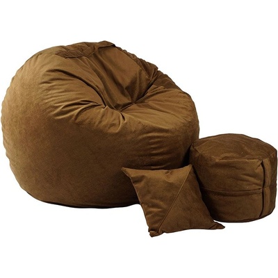 PUFRELAX Комплект Барбарон с табуретка за крака и декоративна възглавница 700л. King Size, Tattle Tan, Перящ се калъф, Пълнеж с микс от мемори пяна и дунапрен, Гама Premium (PUF-M-KOP-PT-TTT)