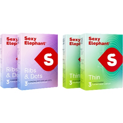 Sexy Elephant® Комплект от четири опаковки презервативи Sexy Elephant Mix (12 бр. )