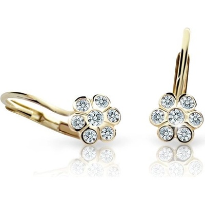 Danfil detské náušnice kvetiny C1737 zo žltého zlata white klapka