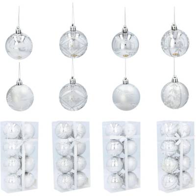 Pro-Tech shop Sada 8 vianočných gúľ 6cm strieborná mix vzorov 69338