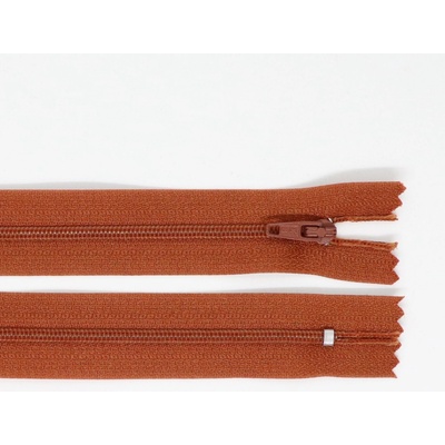 Spirálový zip, šíře 3 mm, délka 35 cm, hnědá