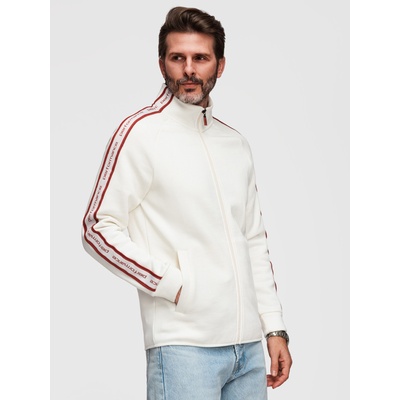 Ombre Clothing Мъжки еластичен суитшърт с контрастен кант и висок ръб - кремав V2 B1715 Ombre Clothing Ombre Clothing | Byal | МЪЖЕ | XL