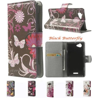 Sony Xperia L S36h Painted Wallet Кожен Калъф + Протектор