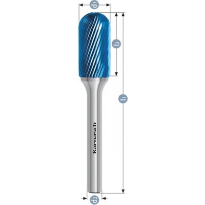 Karnasch Professional Tools Válcová fréza na kov Karnasch D 6,0×18 S6 L50 mm, se zaoblenými hranami, povlakovaná, HP-5