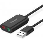 UGREEN us205 sound card adapter usb 15cm (black) - pcmall Звукови карти