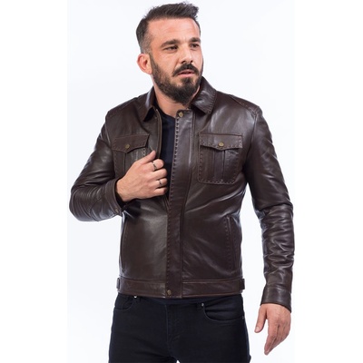 Jacket Club Мъжко яке от естествена кожа e-927 - Кафяво #319079 (319079_Бордо)