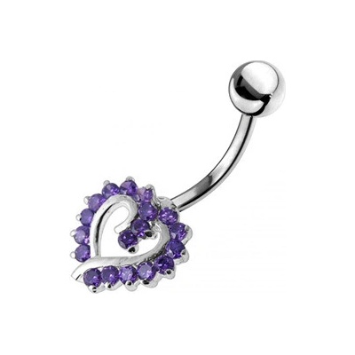 Šperky4U stříbrný piercing do pupíku srdíčko BP01026-A