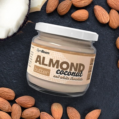 GymBeam Mandlové máslo s kokosem a bílou čokoládou 340 g